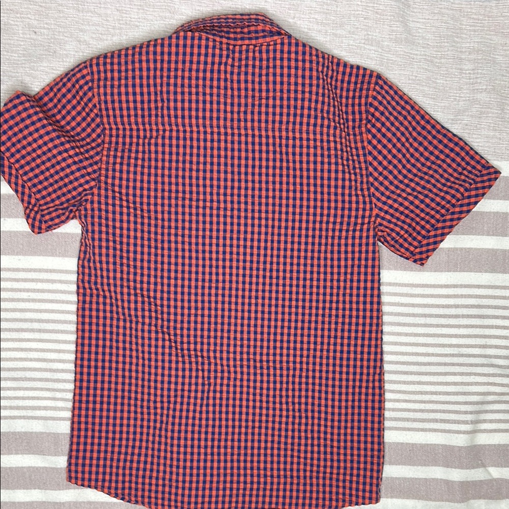 DKNY Red and Blue Button Down Shirt with Gingham Pattern - Picture 4 of 7